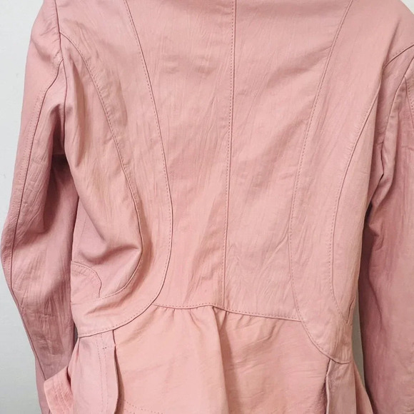 Vintage Cache Light Pink Small Cropped Leather Jacket Blazer - Picture 13 of 16